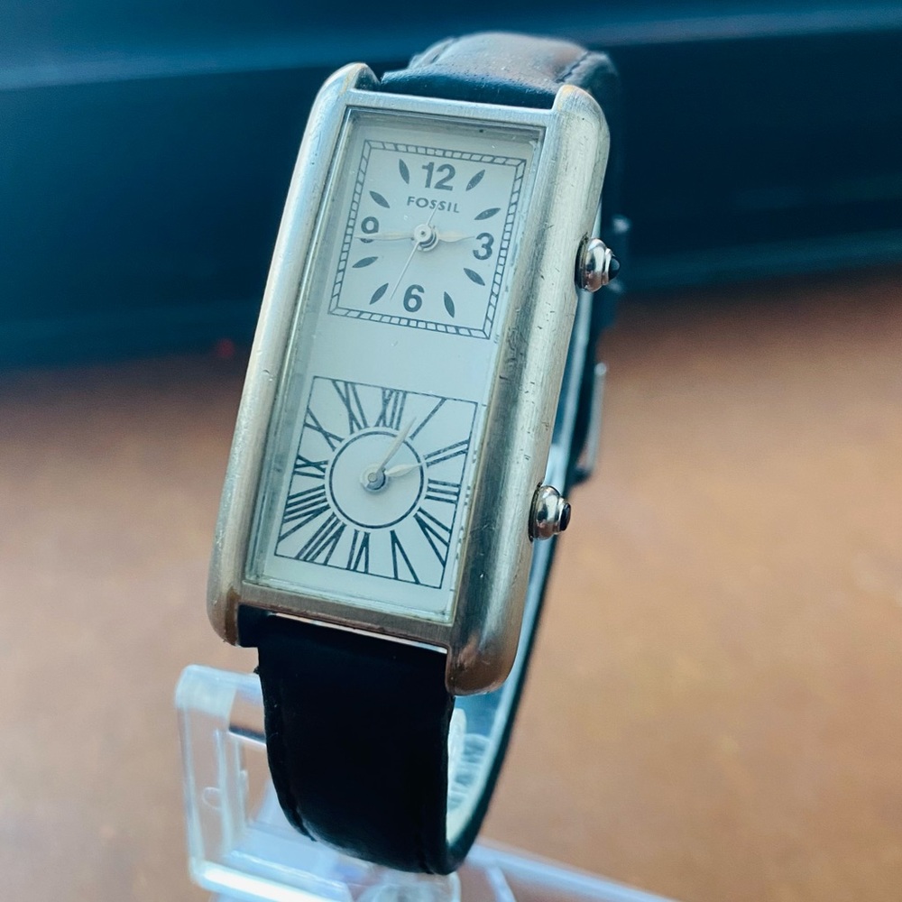 1995 TWO DIAL ART DECO FOSSIL WATCH ES-8733